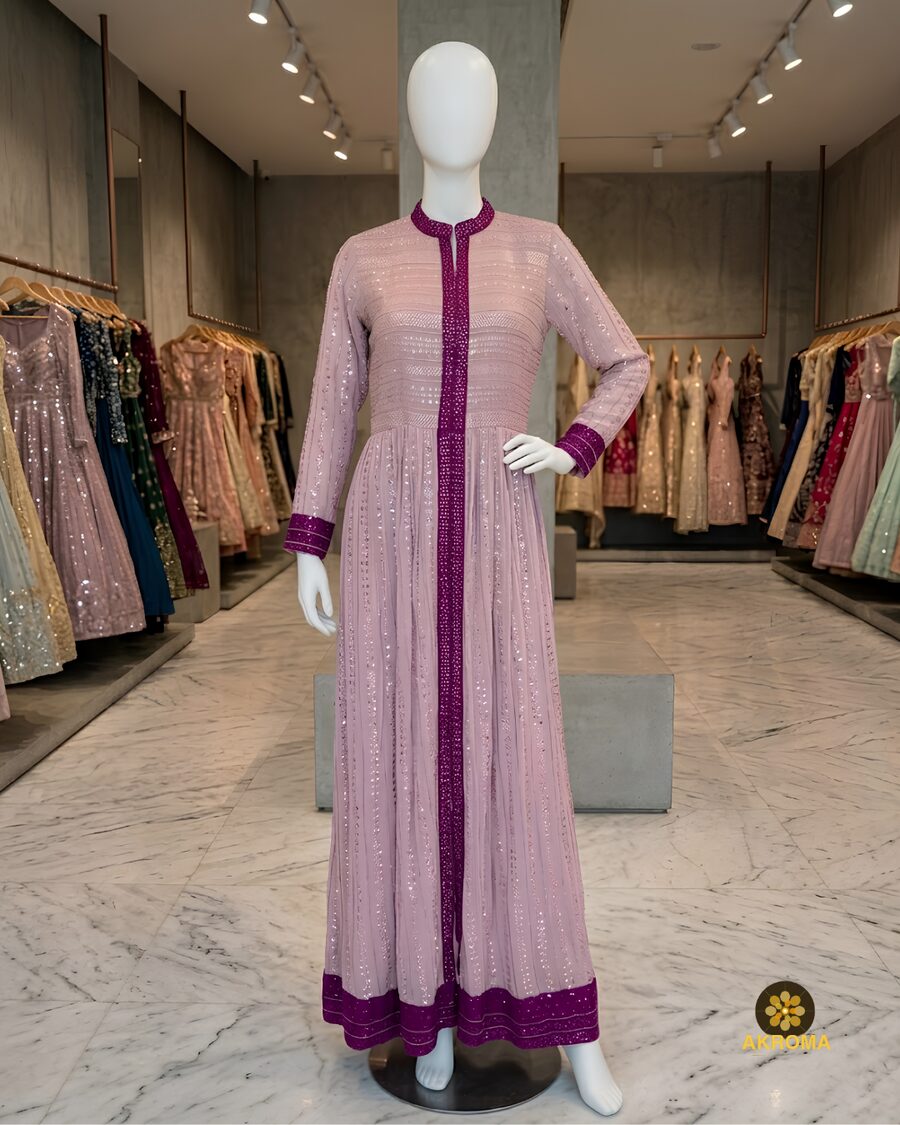 AKROMA Champagne Draped Gown